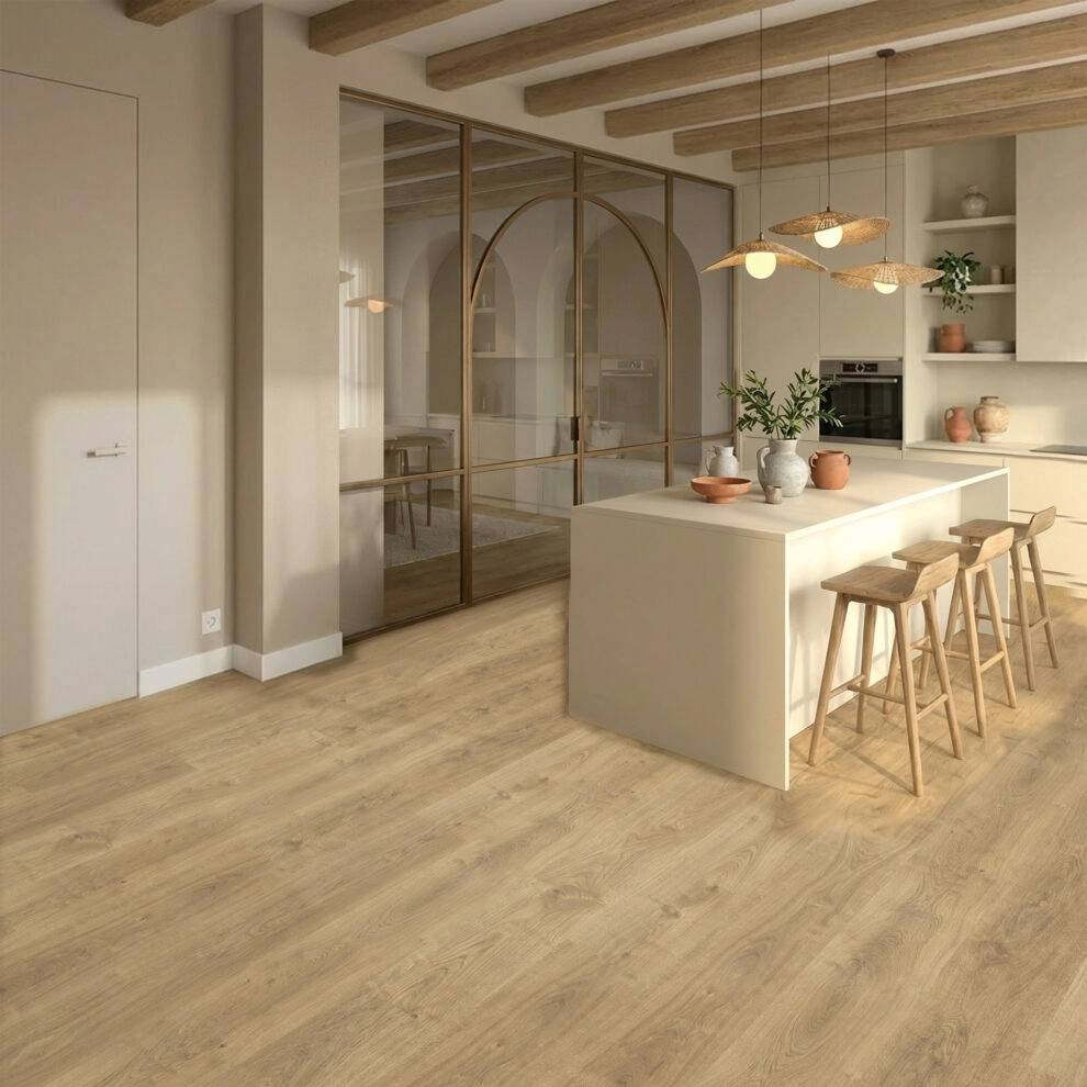 Suelo Laminado Roble Almendra| FAUS | AC5 | Tarima Flotante Fácil Instalación | 8mm - Imagen galería