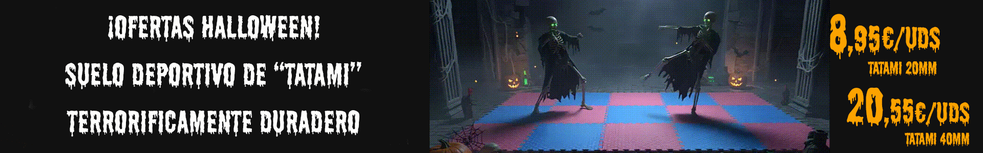 Oferta Halloween 2025: tatami de 20 mm a 8,95€/m² y tatami de 40 mm a 20,55€/m²